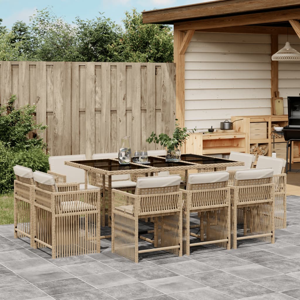 Set Comedor De Jardín 17 Pzas Y Cojines Ratán Sintético