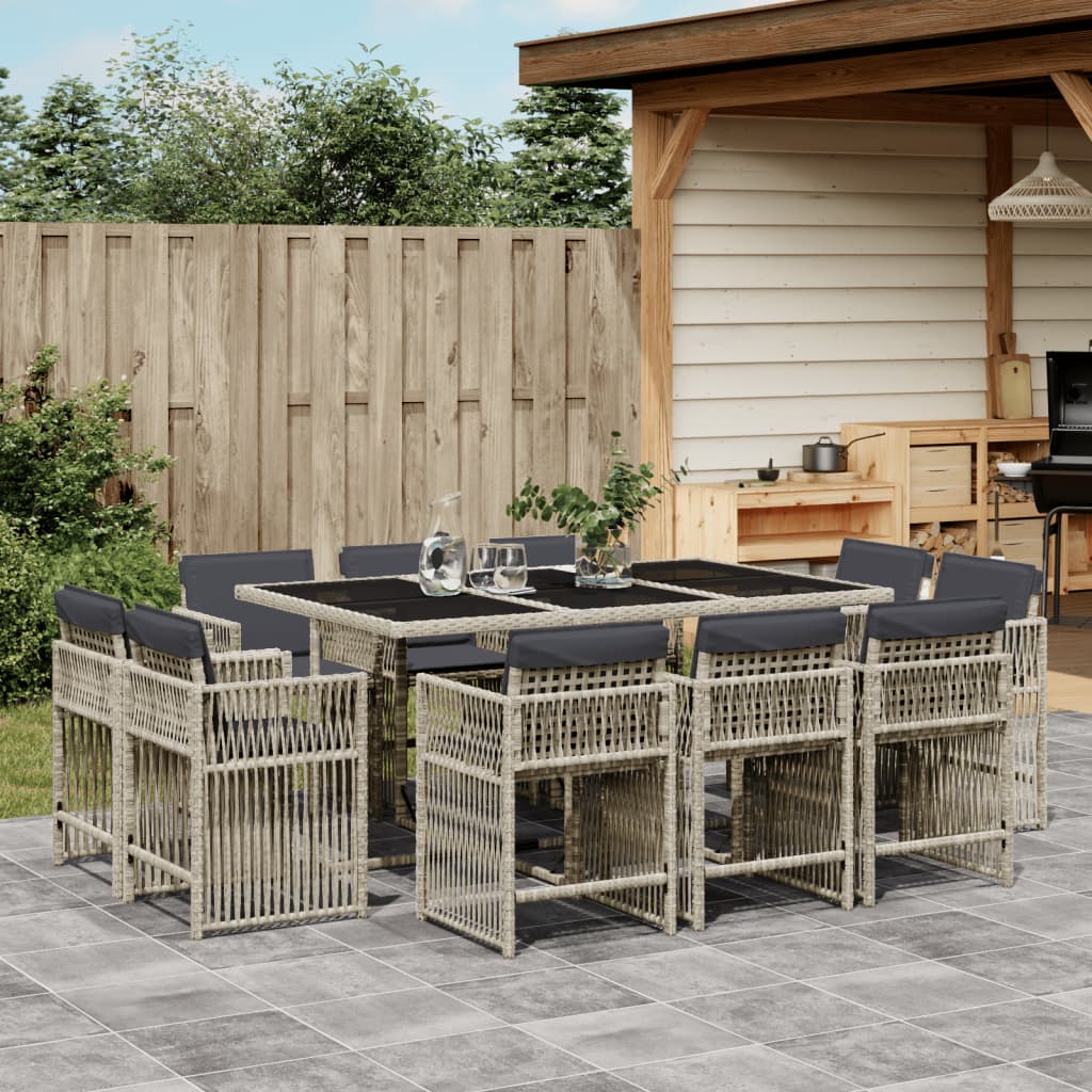 Set Comedor De Jardín 17 Pzas Y Cojines Ratán Sintético