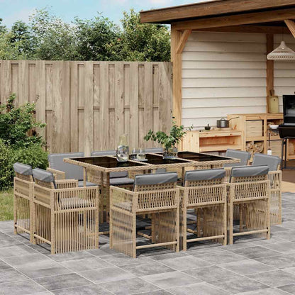 Set Comedor De Jardín 17 Pzas Y Cojines Ratán Sintético