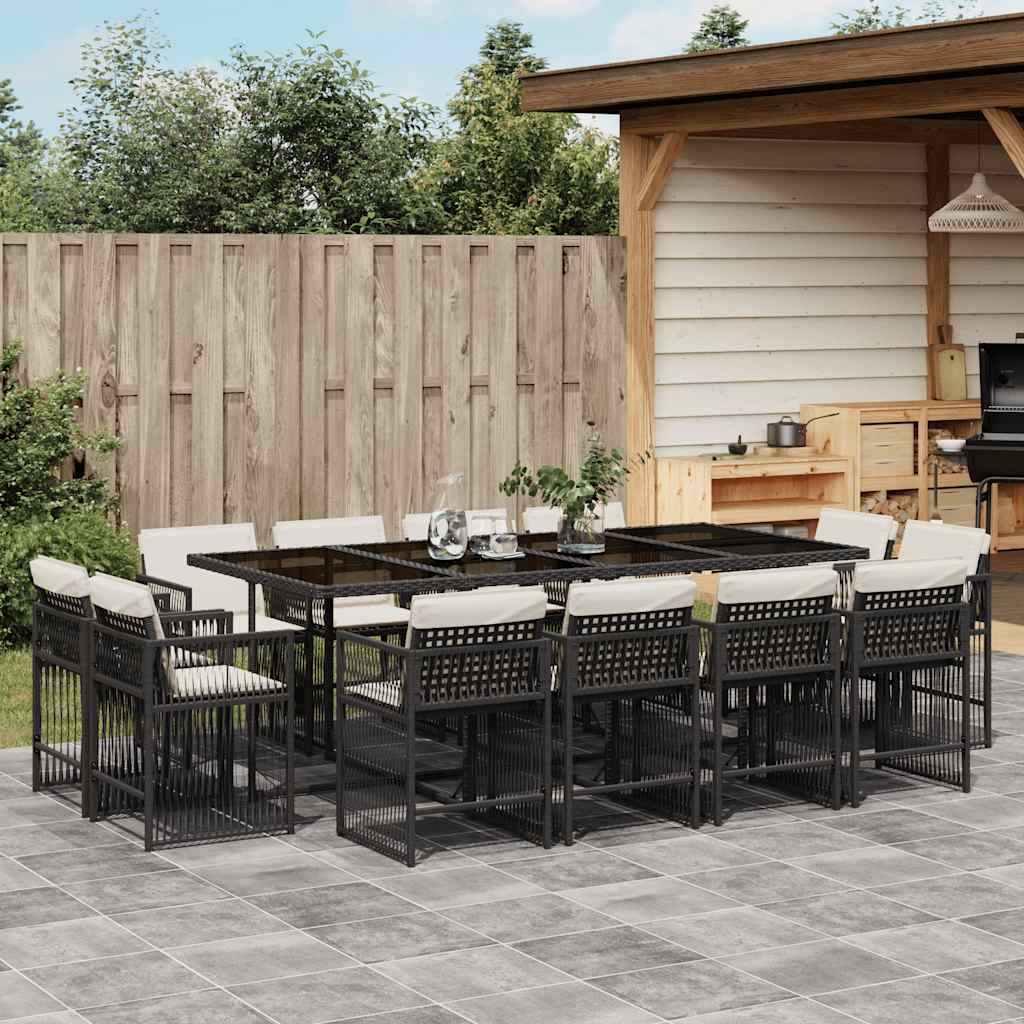 Set Comedor De Jardín 17 Pzas Y Cojines Ratán Sintético