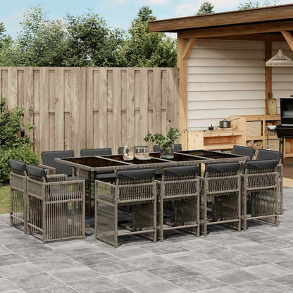 Set Comedor De Jardín 17 Pzas Y Cojines Ratán Sintético