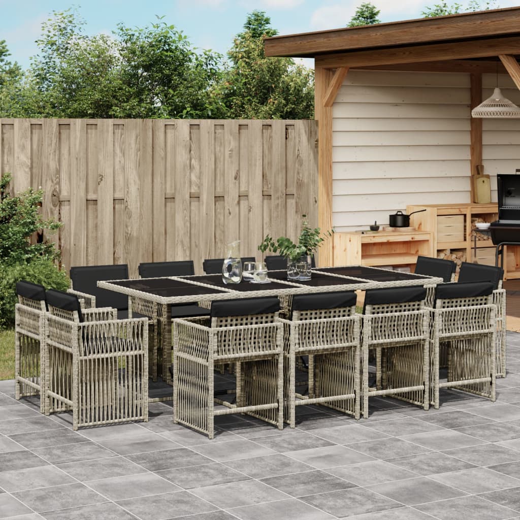 Set Comedor De Jardín 17 Pzas Y Cojines Ratán Sintético