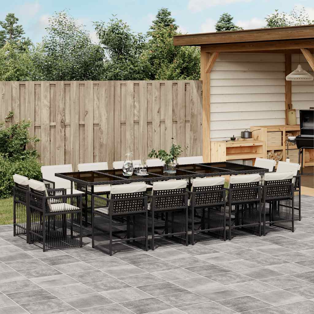 Set Comedor De Jardín 17 Pzas Y Cojines Ratán Sintético