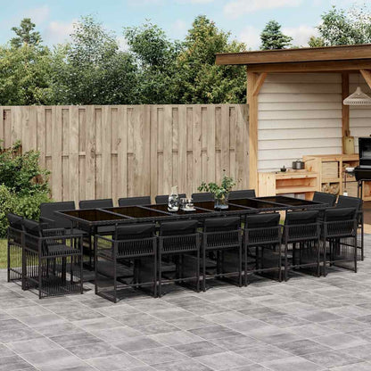 Set Comedor De Jardín 17 Pzas Y Cojines Ratán Sintético