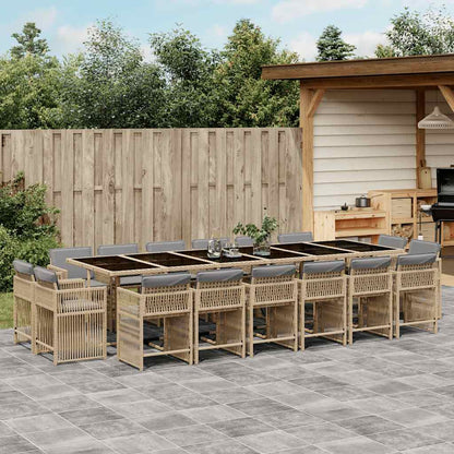 Set Comedor De Jardín 17 Pzas Y Cojines Ratán Sintético