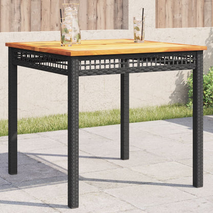 Mesa De Jardín Ratán Sintético Madera Acacia Beige