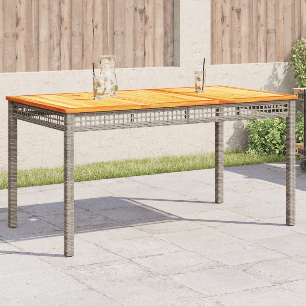 Mesa De Jardín Ratán Sintético Madera Acacia Beige