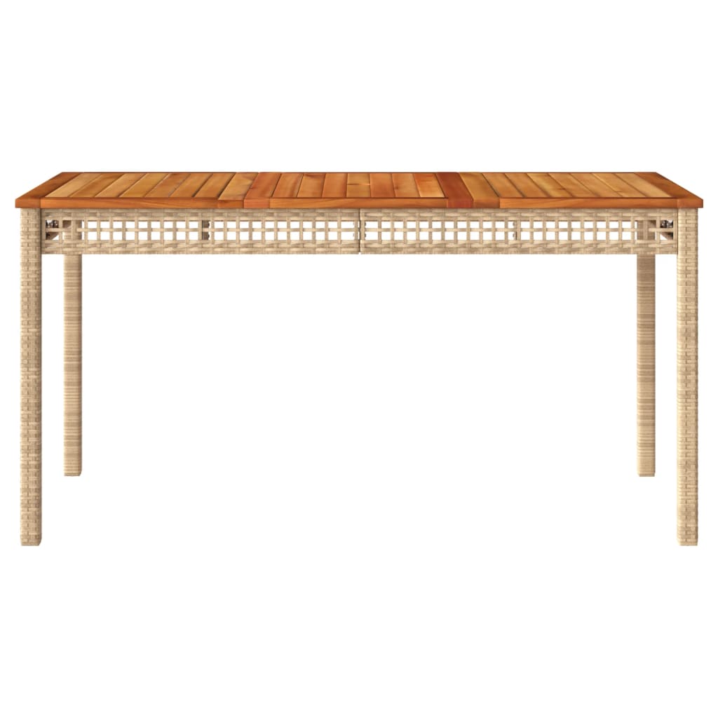 Mesa De Jardín Ratán Sintético Madera Acacia Beige