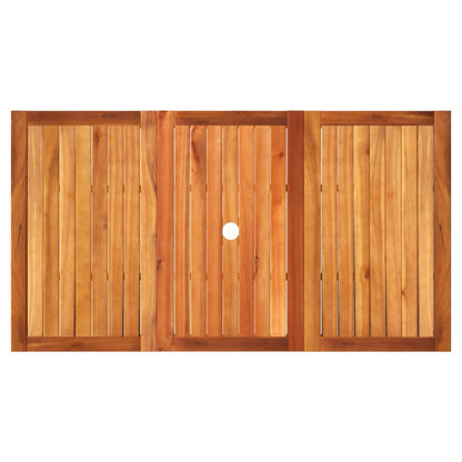 Mesa De Jardín Ratán Sintético Madera Acacia Beige