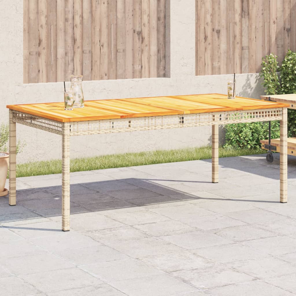 Mesa De Jardín Ratán Sintético Madera Acacia Beige