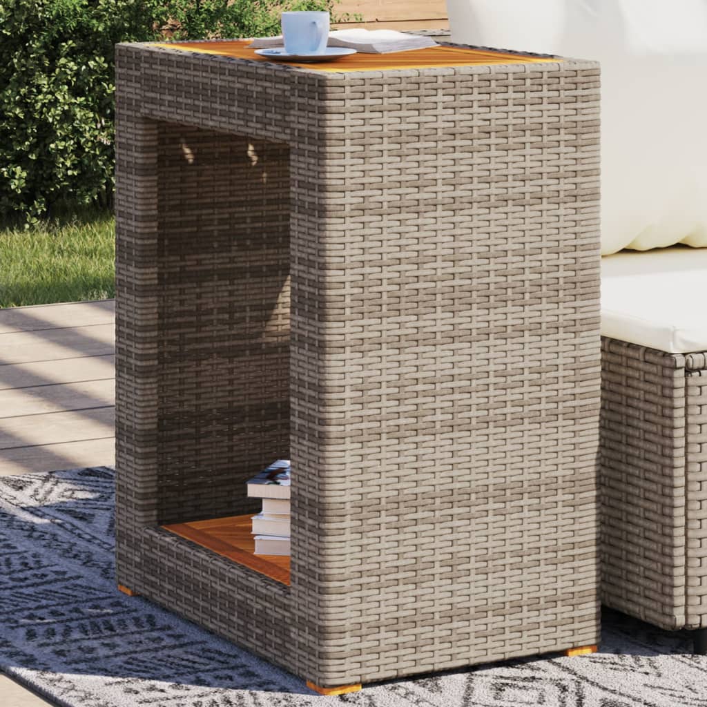 Mesa Auxiliar Jardín Tapa Madera Ratán Pe