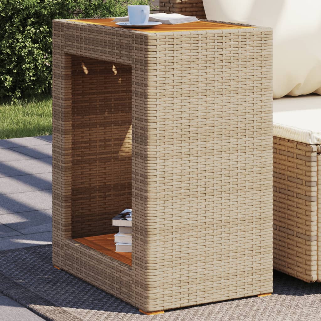 Mesa Auxiliar Jardín Tapa Madera Ratán Pe