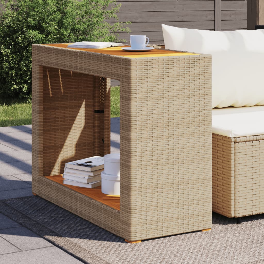 Mesa Auxiliar Jardín Tapa Madera Ratán Pe