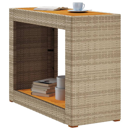 Mesa Auxiliar Jardín Tapa Madera Ratán Pe