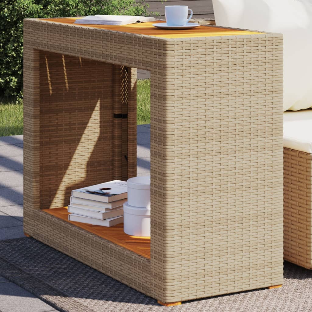 Mesa Auxiliar Jardín Tapa Madera Ratán Pe