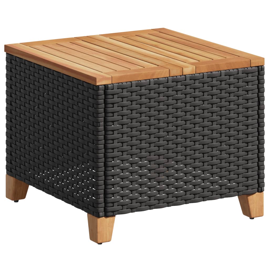 Mesa De Jardín Ratán Sintético Madera Acacia 45X45X37 Cm
