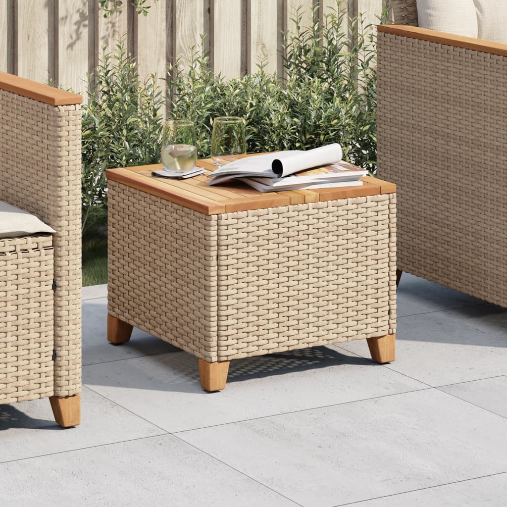 Mesa De Jardín Ratán Sintético Madera Acacia 45X45X37 Cm