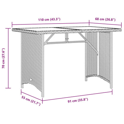 Mesa De Jardín Superficie De Ratán Pe 110X68X70 Cm