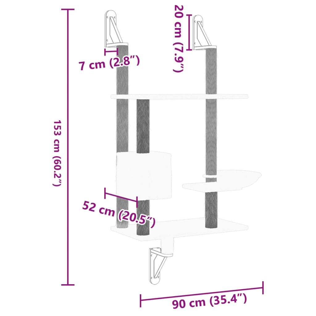 Árbol Rascador Para Gatos De Pared 153 Cm