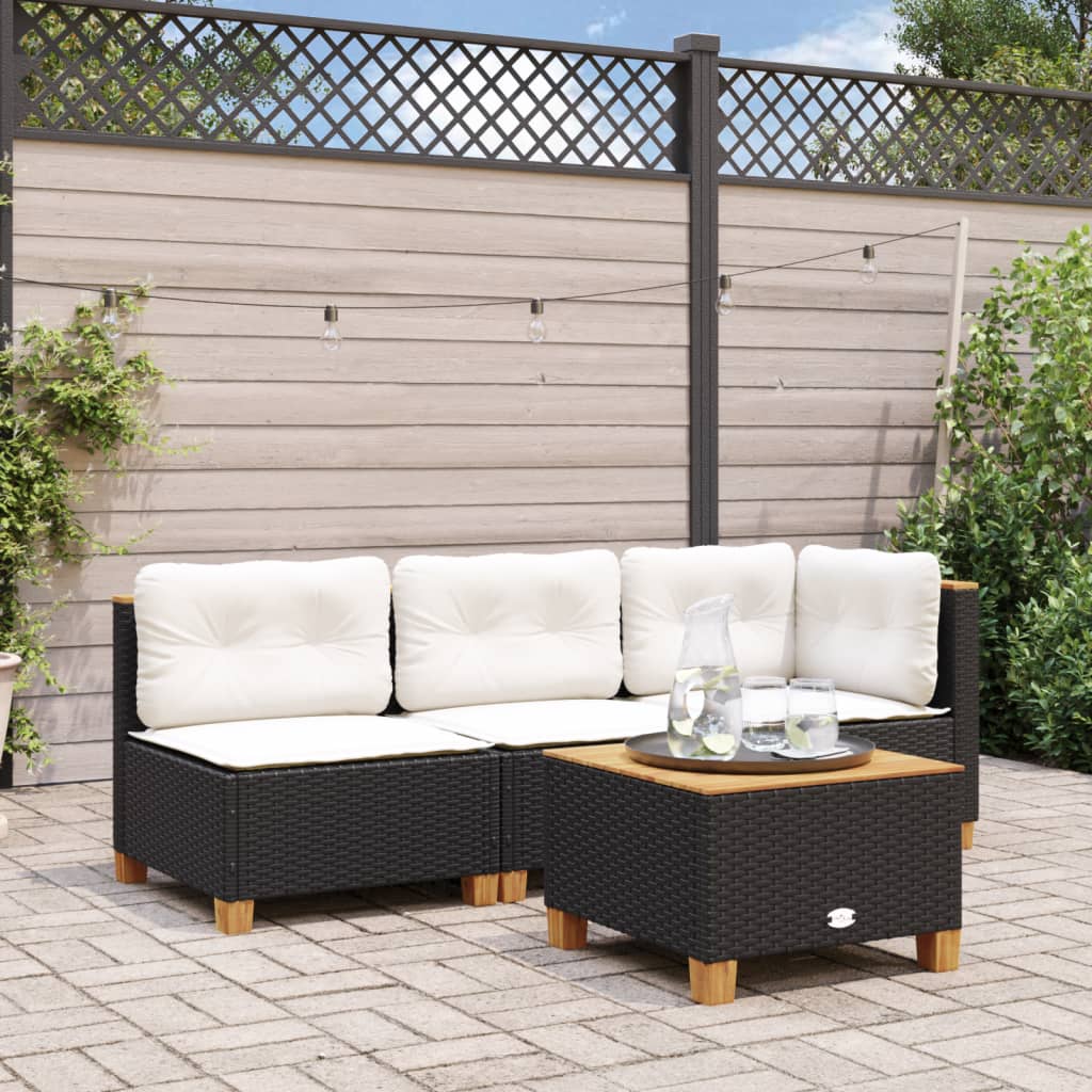 Mesa De Jardín Ratán Sintético Madera Acacia 55X55X36 Cm