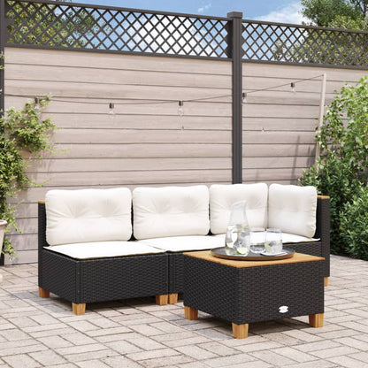 Mesa De Jardín Ratán Sintético Madera Acacia 55X55X36 Cm
