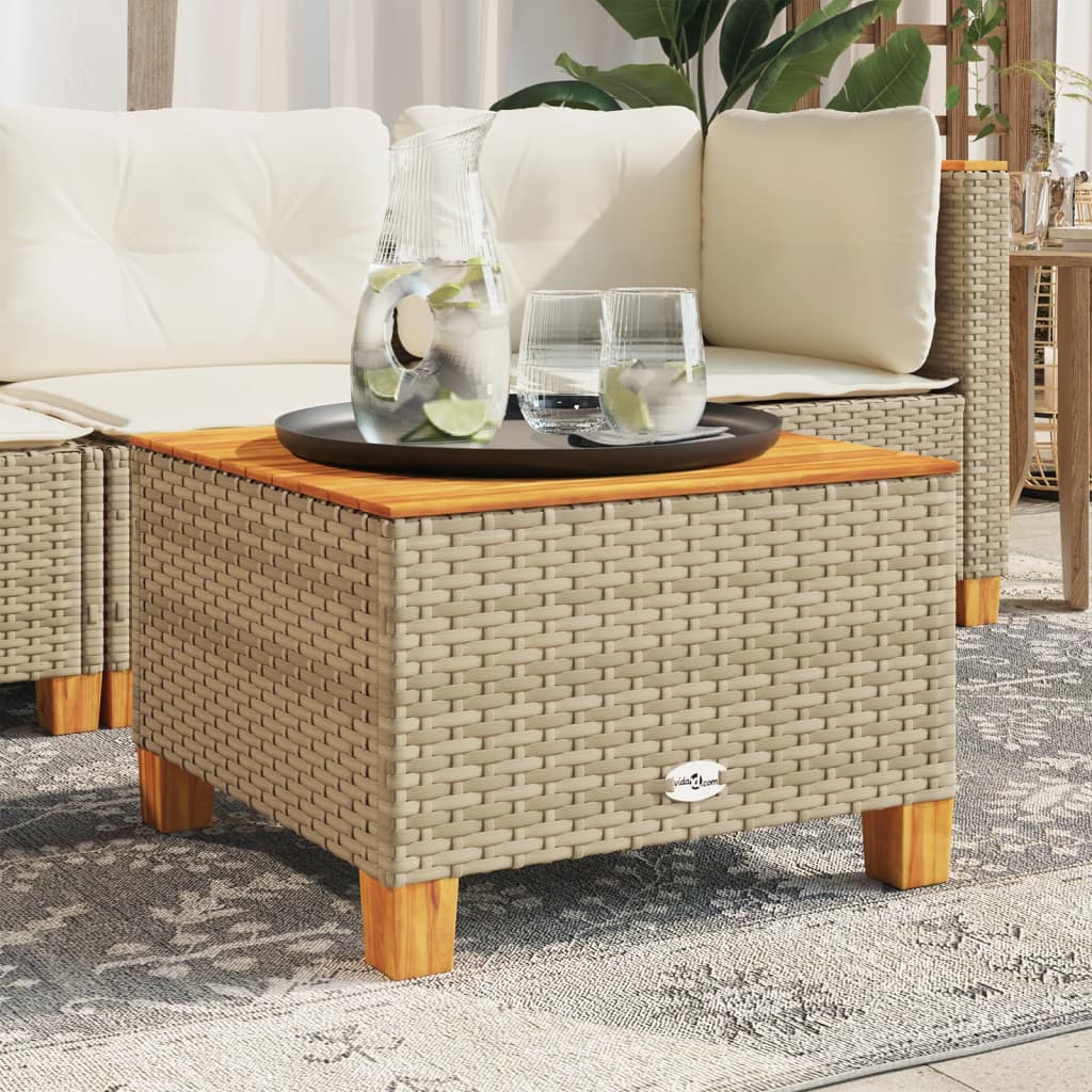 Mesa De Jardín Ratán Sintético Madera Acacia 55X55X36 Cm