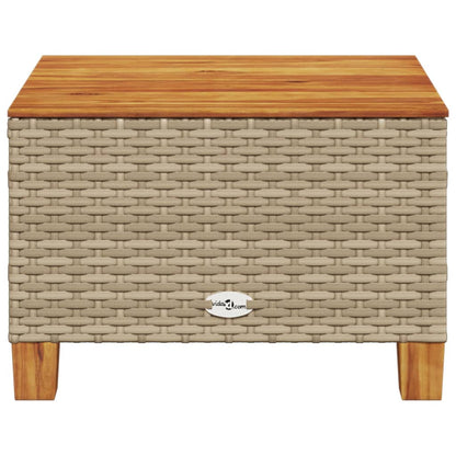 Mesa De Jardín Ratán Sintético Madera Acacia 55X55X36 Cm