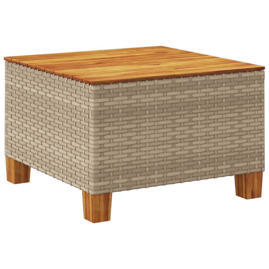 Mesa De Jardín Ratán Sintético Madera Acacia 55X55X36 Cm