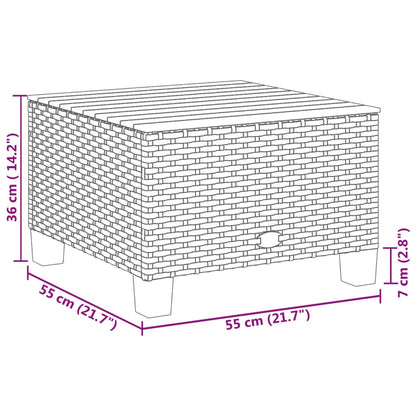 Mesa De Jardín Ratán Sintético Madera Acacia 55X55X36 Cm