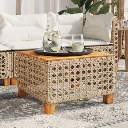 Mesa De Jardín Ratán Sintético Madera Acacia 55X55X36 Cm