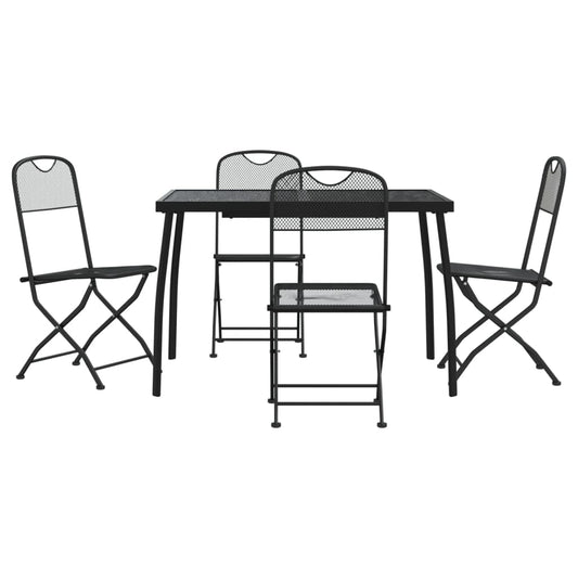 Juego De Comedor De Jardín 5 Pzas Malla Metálica Gris Antracita