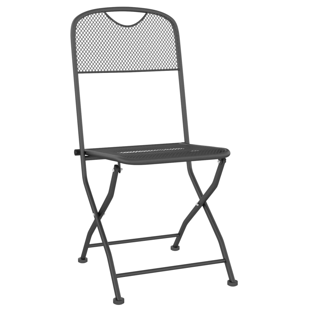 Juego De Comedor De Jardín 5 Pzas Malla Metálica Gris Antracita