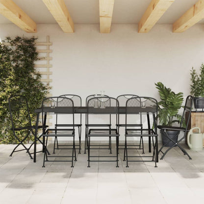 Juego De Comedor De Jardín 5 Pzas Malla Metálica Gris Antracita