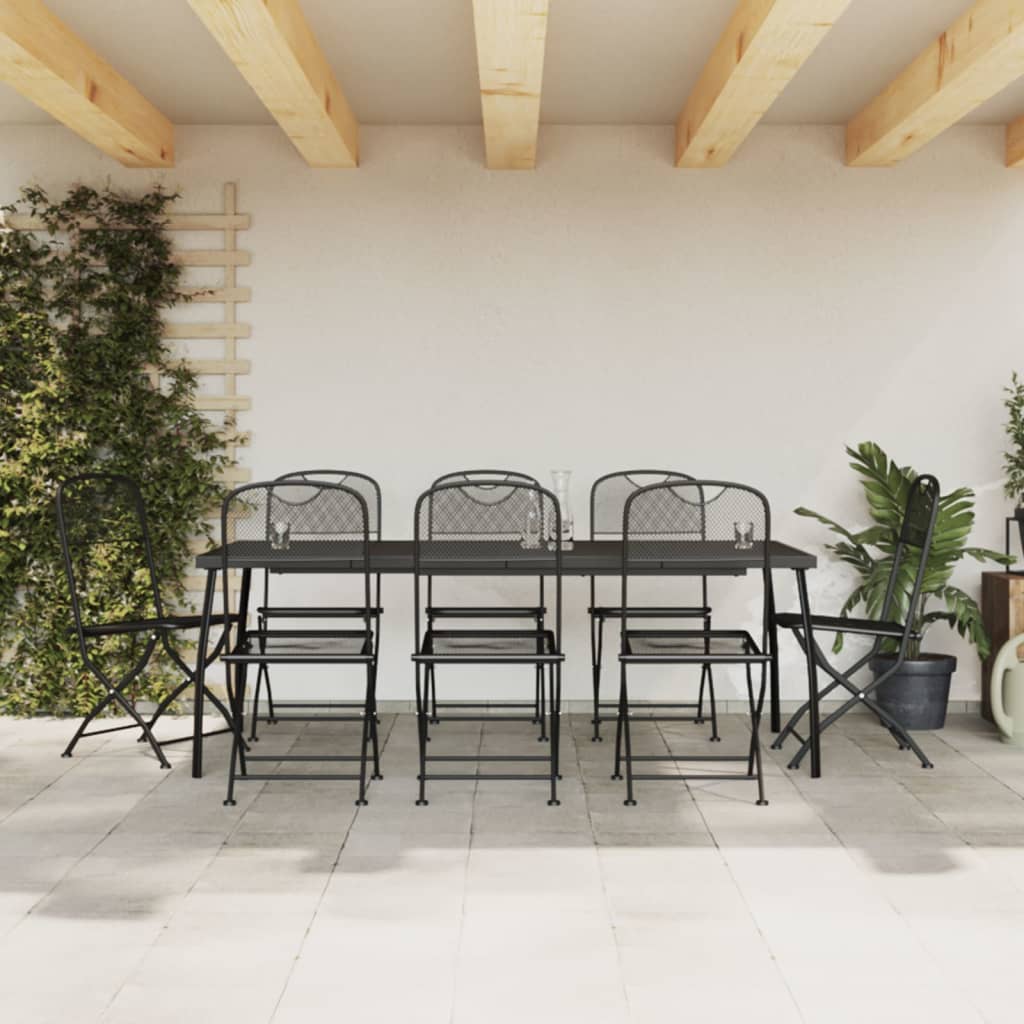Juego De Comedor De Jardín 5 Pzas Malla Metálica Gris Antracita