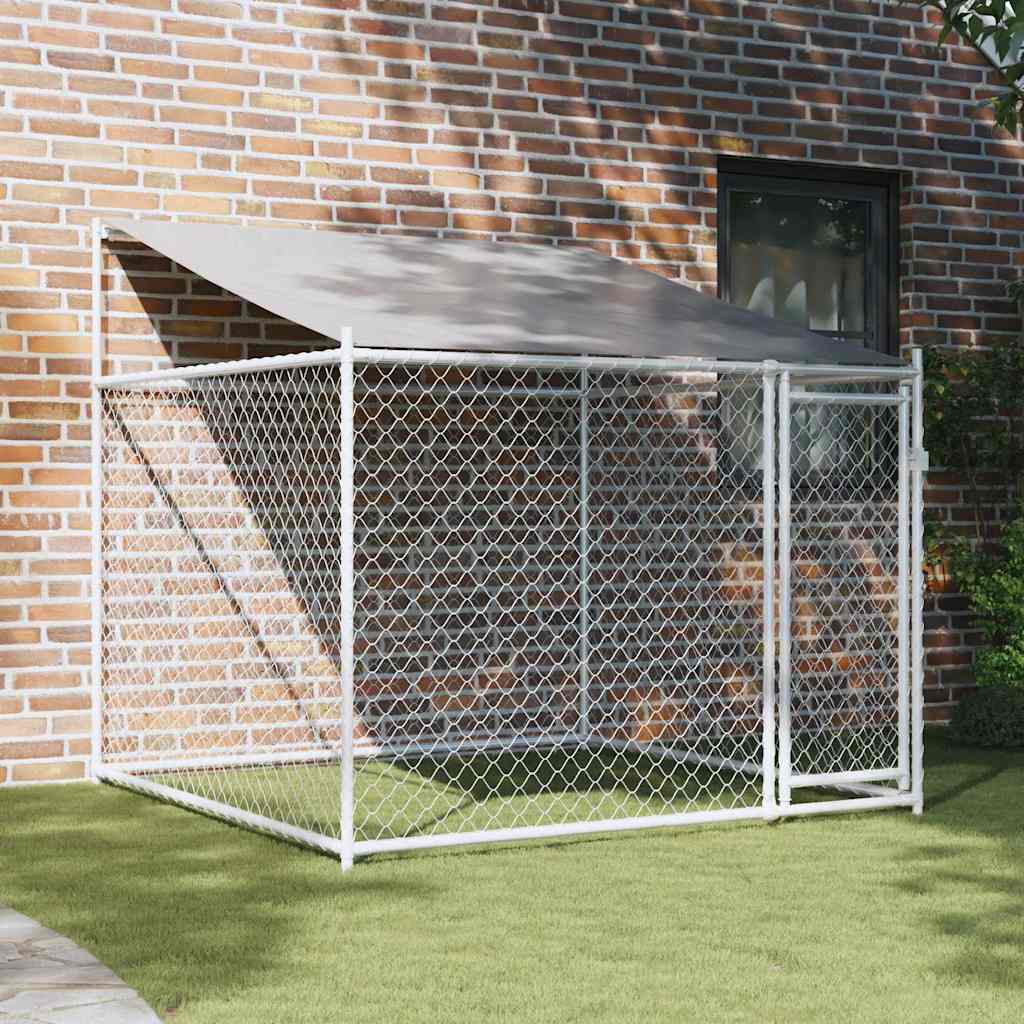 Jaula Para Perro Con Techo Plateado 200 X 200 X 258 Cm