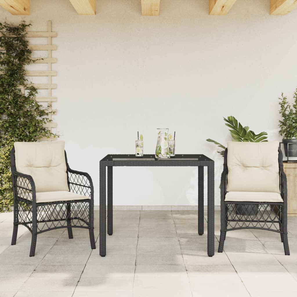 Set Comedor De Jardín 5 Piezas Con Cojines Ratán Sintético