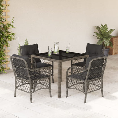 Set Comedor De Jardín 5 Piezas Con Cojines Ratán Sintético