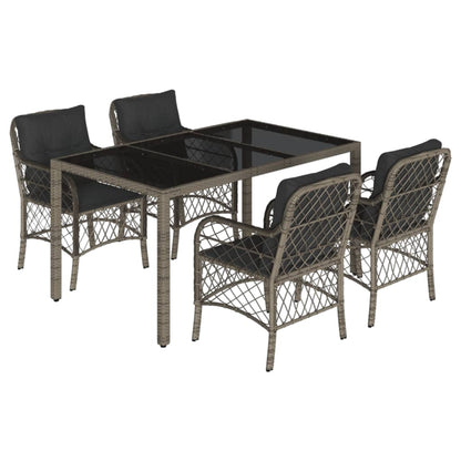 Set Comedor De Jardín 5 Piezas Con Cojines Ratán Sintético
