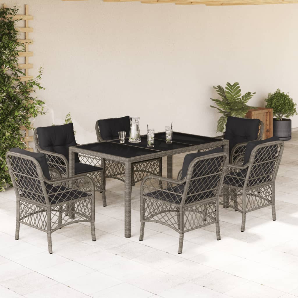 Set Comedor De Jardín 5 Piezas Con Cojines Ratán Sintético