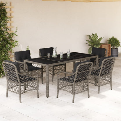 Set Comedor De Jardín 5 Piezas Con Cojines Ratán Sintético