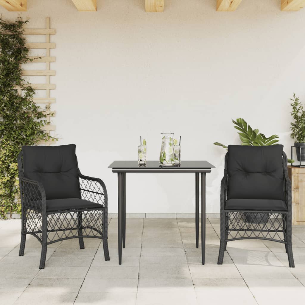 Set De Muebles Jardín 5 Pzas Con Cojines Ratán Sintético Negro