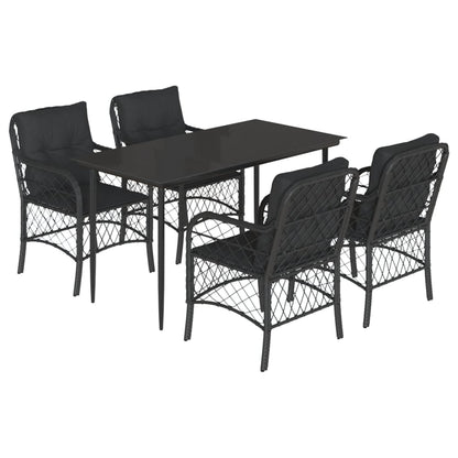 Set De Muebles Jardín 5 Pzas Con Cojines Ratán Sintético Negro