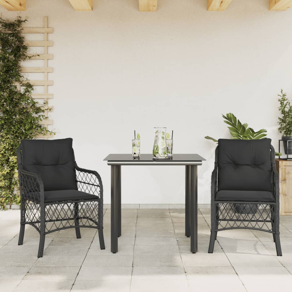 Set De Muebles Jardín 5 Pzas Con Cojines Ratán Sintético Negro