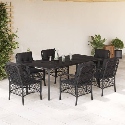 Set De Muebles Jardín 5 Pzas Con Cojines Ratán Sintético Negro
