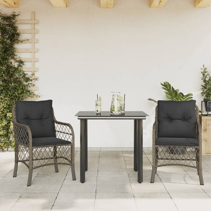 Set Comedor De Jardín 5 Piezas Con Cojines Ratán Sintético Gris
