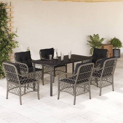 Set Comedor De Jardín 5 Piezas Con Cojines Ratán Sintético Gris
