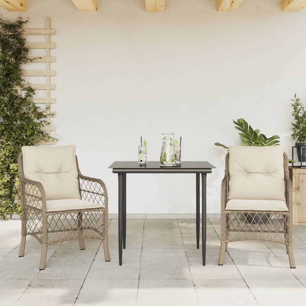 Set Comedor De Jardín 5 Pzas Con Cojines Ratán Sintético Beige
