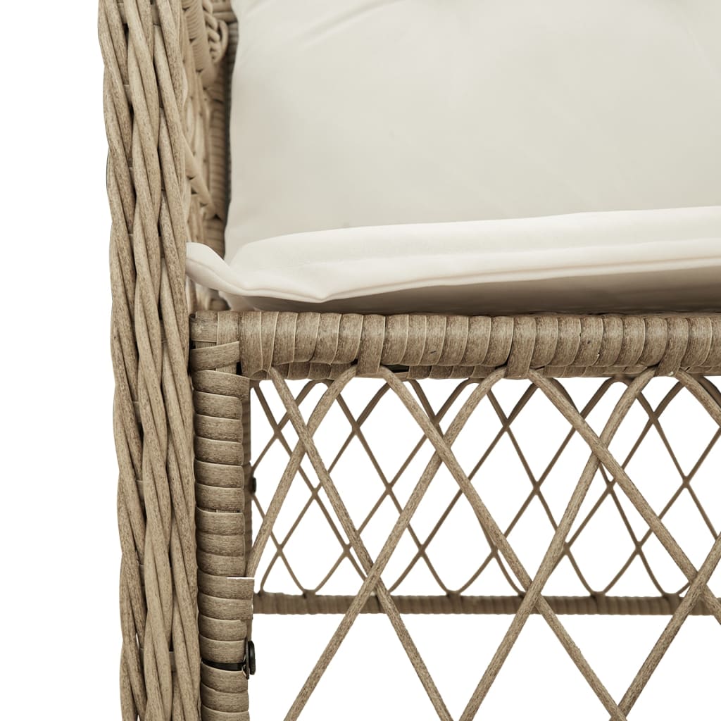 Set Comedor De Jardín 5 Pzas Con Cojines Ratán Sintético Beige