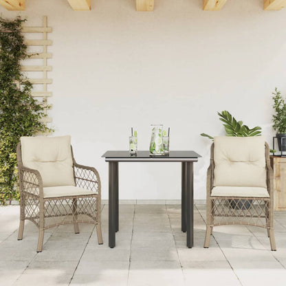 Set Comedor De Jardín 5 Pzas Con Cojines Ratán Sintético Beige