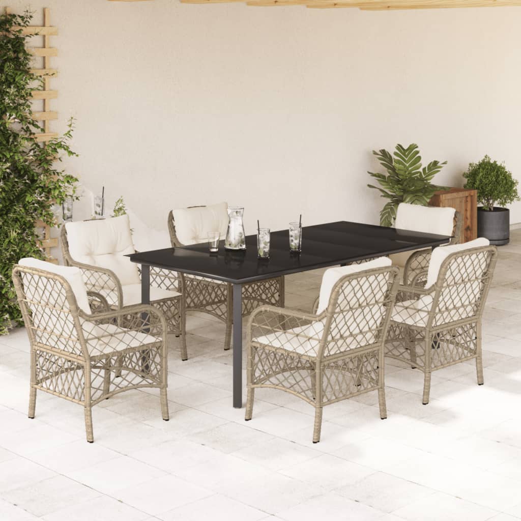 Set Comedor De Jardín 5 Pzas Con Cojines Ratán Sintético Beige